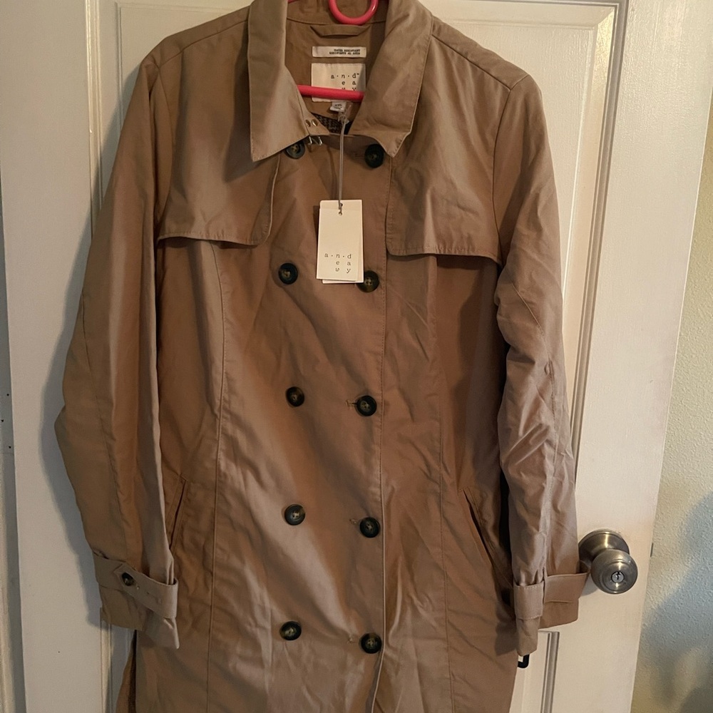 a new day Khaki Double-Breasted Trench Coat